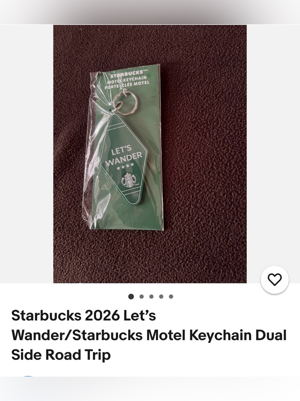 #2913**Starbucks Green Motel Keychain - 'Let's Wander' Travel Tag